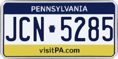 PA license plate JCN5285