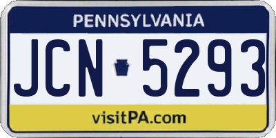 PA license plate JCN5293