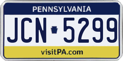 PA license plate JCN5299