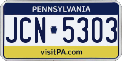 PA license plate JCN5303
