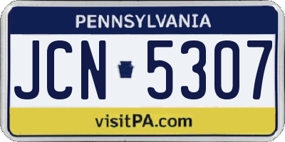 PA license plate JCN5307