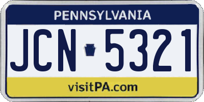 PA license plate JCN5321
