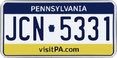 PA license plate JCN5331