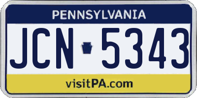 PA license plate JCN5343