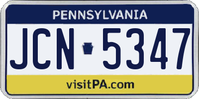 PA license plate JCN5347
