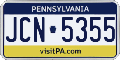PA license plate JCN5355