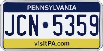 PA license plate JCN5359