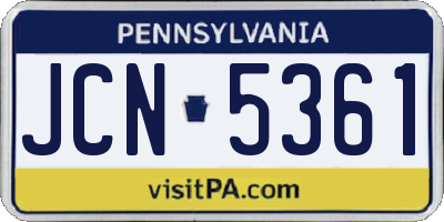 PA license plate JCN5361