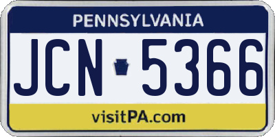 PA license plate JCN5366