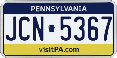 PA license plate JCN5367
