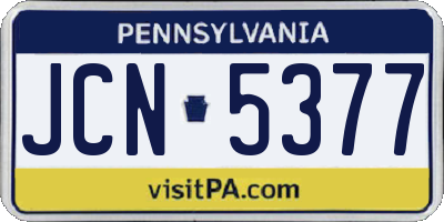 PA license plate JCN5377