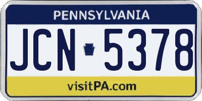 PA license plate JCN5378