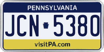 PA license plate JCN5380