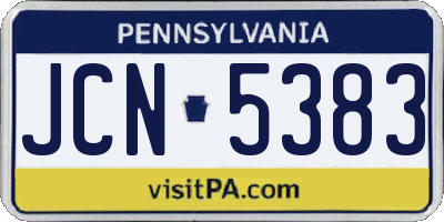 PA license plate JCN5383