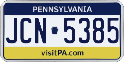 PA license plate JCN5385