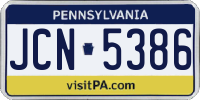 PA license plate JCN5386