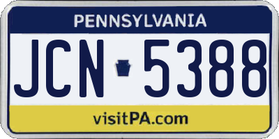 PA license plate JCN5388