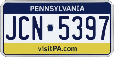 PA license plate JCN5397