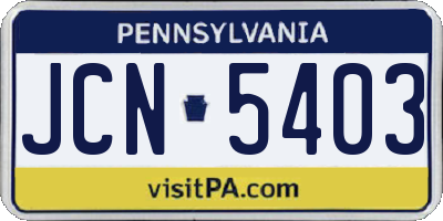 PA license plate JCN5403