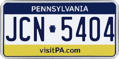 PA license plate JCN5404