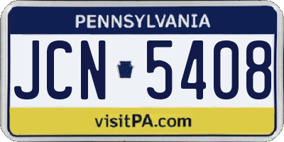 PA license plate JCN5408