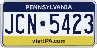 PA license plate JCN5423