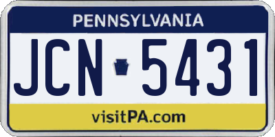 PA license plate JCN5431