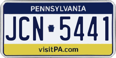 PA license plate JCN5441
