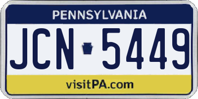 PA license plate JCN5449