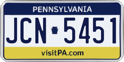 PA license plate JCN5451