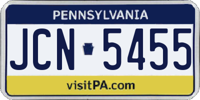 PA license plate JCN5455