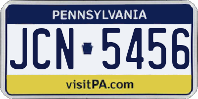 PA license plate JCN5456
