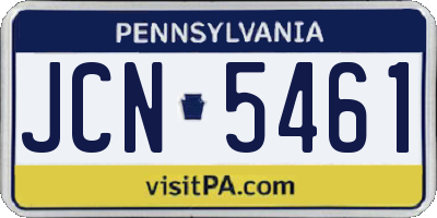 PA license plate JCN5461
