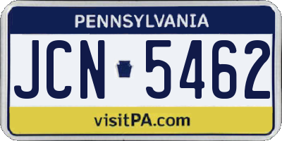 PA license plate JCN5462