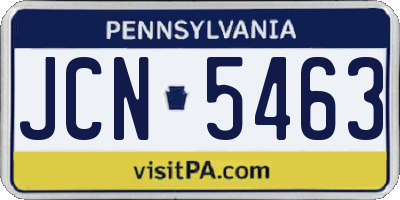 PA license plate JCN5463