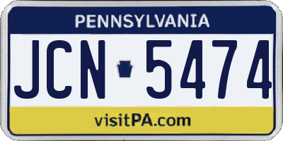 PA license plate JCN5474