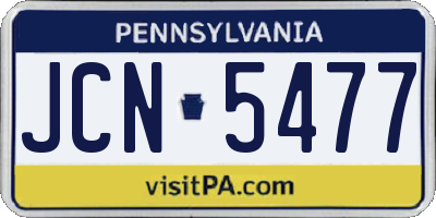 PA license plate JCN5477