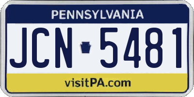 PA license plate JCN5481