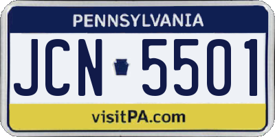PA license plate JCN5501