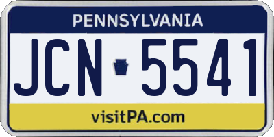 PA license plate JCN5541