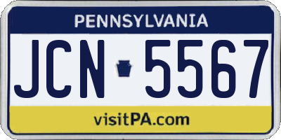 PA license plate JCN5567