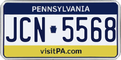 PA license plate JCN5568