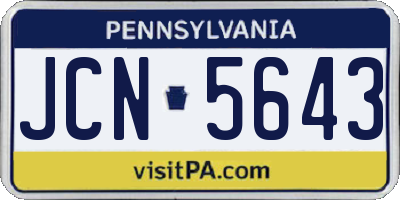 PA license plate JCN5643