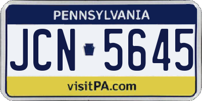 PA license plate JCN5645