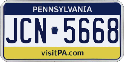 PA license plate JCN5668