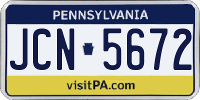 PA license plate JCN5672