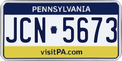 PA license plate JCN5673
