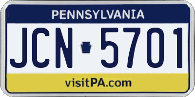 PA license plate JCN5701