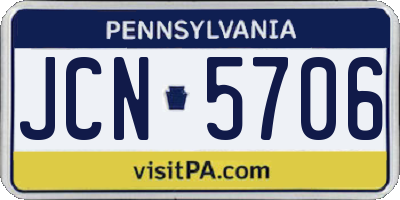 PA license plate JCN5706