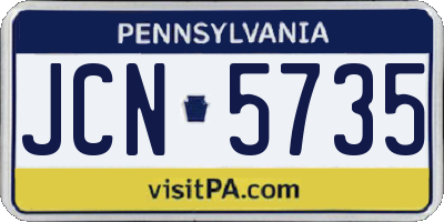 PA license plate JCN5735